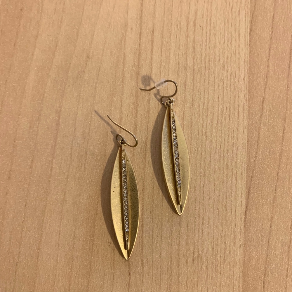 Golden, leaf drop earrings